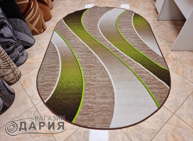 Мокетен килим ERIKA 8012 beige/green елипса
